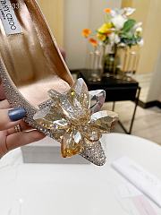 Fortok Jimmy Choo Allure Crystal Covered Pointy Toe Pumps Gold 50mm - 6