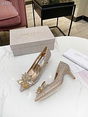 Fortok Jimmy Choo Allure Crystal Covered Pointy Toe Pumps Gold 50mm - 5