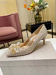 Fortok Jimmy Choo Allure Crystal Covered Pointy Toe Pumps Gold 50mm - 3