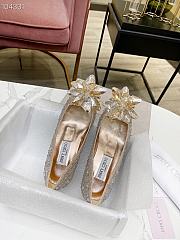 Fortok Jimmy Choo Allure Crystal Covered Pointy Toe Pumps Gold 50mm - 2