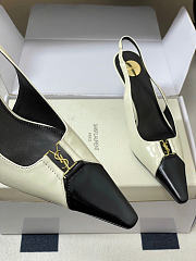 Fortok Saint Laurent BABYLONE BRETEUIL Slingback Pumps Black And White 7.5cm - 4