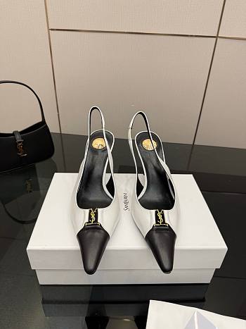 Fortok Saint Laurent BABYLONE BRETEUIL Slingback Pumps Black And White 9cm