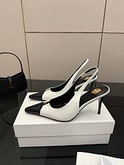 Fortok Saint Laurent BABYLONE BRETEUIL Slingback Pumps Black And White 9cm - 3