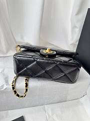 Fortok Chanel Top Handle Mini Flap Bag Black 19cm - 5