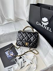Fortok Chanel Top Handle Mini Flap Bag Black 19cm - 1