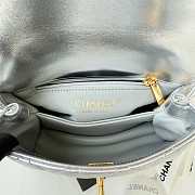 Fortok Chanel Coco Handle Quilted Metallic Silver Handbag 19m - 3