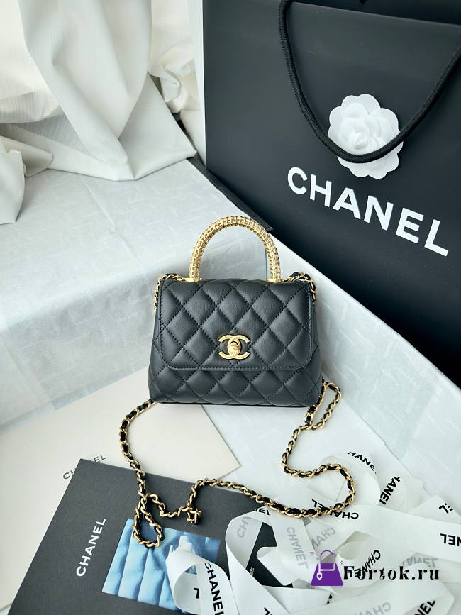 Fortok Chanel Coco Handle Black Handbag 14.5cm - 1