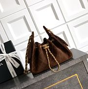 Fortok Chanel 25 Mini Handbag Brown Suede Calfskin 22cm - 1