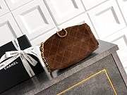 Fortok Chanel 25 Mini Handbag Brown Suede Calfskin 22cm - 6