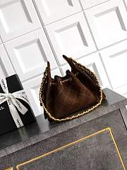 Fortok Chanel 25 Mini Handbag Brown Suede Calfskin 22cm - 4