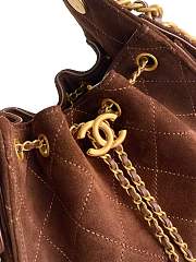 Fortok Chanel 25 Mini Handbag Brown Suede Calfskin 22cm - 5