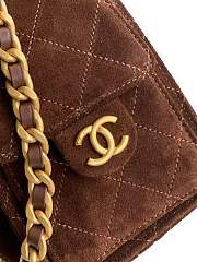 Fortok Chanel 25 Mini Handbag Brown Suede Calfskin 22cm - 2