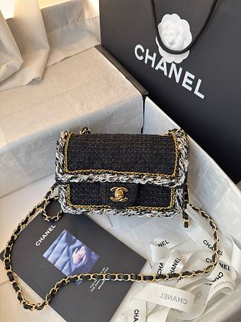 Fortok Chanel Tweed Braided Classic Flap Bag 20cm