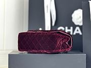 Fortok Chanel Velvet Quilted Flap Bag Burgundy 20cm - 5