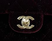Fortok Chanel Velvet Quilted Flap Bag Burgundy 20cm - 6