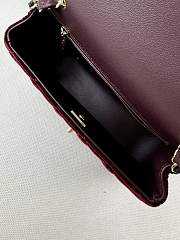 Fortok Chanel Velvet Quilted Flap Bag Burgundy 20cm - 4