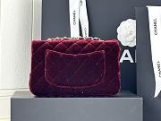Fortok Chanel Velvet Quilted Flap Bag Burgundy 20cm - 2