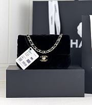 Fortok Chanel Velvet Quilted Flap Bag Black 20cm - 2