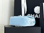Fortok Chanel Velvet Quilted Flap Bag Blue 20cm - 6