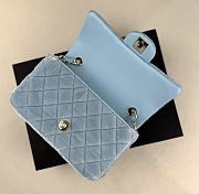 Fortok Chanel Velvet Quilted Flap Bag Blue 20cm - 4