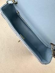 Fortok Chanel Velvet Quilted Flap Bag Blue 20cm - 3