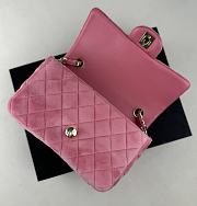 Fortok Chanel Velvet Quilted Flap Bag Pink 20cm - 2