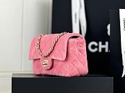 Fortok Chanel Velvet Quilted Flap Bag Pink 20cm - 4
