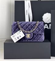 Fortok Chanel Velvet Quilted Flap Bag Purple 20cm - 1