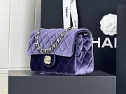 Fortok Chanel Velvet Quilted Flap Bag Purple 20cm - 3