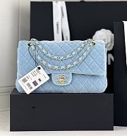 Fortok Chanel Velvet Quilted Flap Bag Blue 25cm - 1