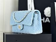 Fortok Chanel Velvet Quilted Flap Bag Blue 25cm - 4