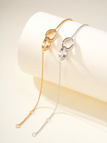 Fortok Cariter LOVE Bracelet On Chain Semi-paved 