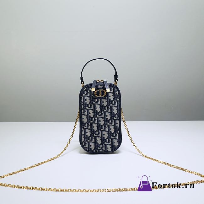 Fortok Dior 30 Montaigne Call'in Dior Phone Holder Navy Blue 18x10.5x2.5cm - 1