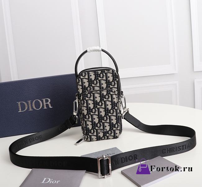 Fortok Dior Rider Pouch Black Oblique Jacquard Canvas 10 x 17 x 5cm - 1
