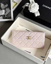 Fortok Chanel Long Flap Wallet Pink 19x3x10cm - 1