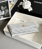 Fortok Chanel Long Flap Wallet Metallic Silver 19x3x10cm - 6