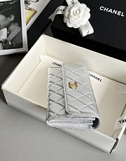 Fortok Chanel Long Flap Wallet Metallic Silver 19x3x10cm - 5