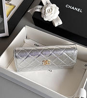 Fortok Chanel Long Flap Wallet Metallic Silver 19x3x10cm - 4