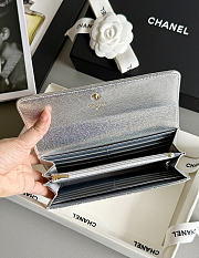 Fortok Chanel Long Flap Wallet Metallic Silver 19x3x10cm - 2