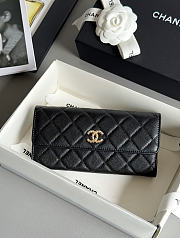 Fortok Chanel Long Flap Wallet Black 19x3x10cm - 1