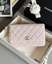 Fortok Chanel Caviar Quilted Wallet on Chain Light Pink 19x3x12cm - 1