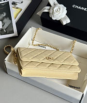 Fortok Chanel Caviar Quilted Wallet on Chain Light Yellow 19x3x12cm - 5