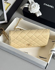 Fortok Chanel Caviar Quilted Wallet on Chain Light Yellow 19x3x12cm - 3