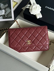 Fortok Chanel Caviar Quilted Wallet on Chain Burgundy 19x3x12cm - 1