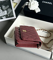 Fortok Chanel Caviar Quilted Wallet on Chain Burgundy 19x3x12cm - 6