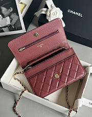 Fortok Chanel Caviar Quilted Wallet on Chain Burgundy 19x3x12cm - 3