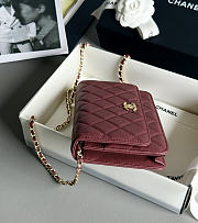 Fortok Chanel Caviar Quilted Wallet on Chain Burgundy 19x3x12cm - 5