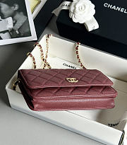 Fortok Chanel Caviar Quilted Wallet on Chain Burgundy 19x3x12cm - 2