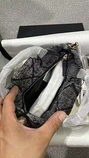 Fortok Chanel Washed Denim Quilted Bow Bag Black 18*26*5cm - 4