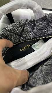 Fortok Chanel Washed Denim Quilted Bow Bag Black 18*26*5cm - 3